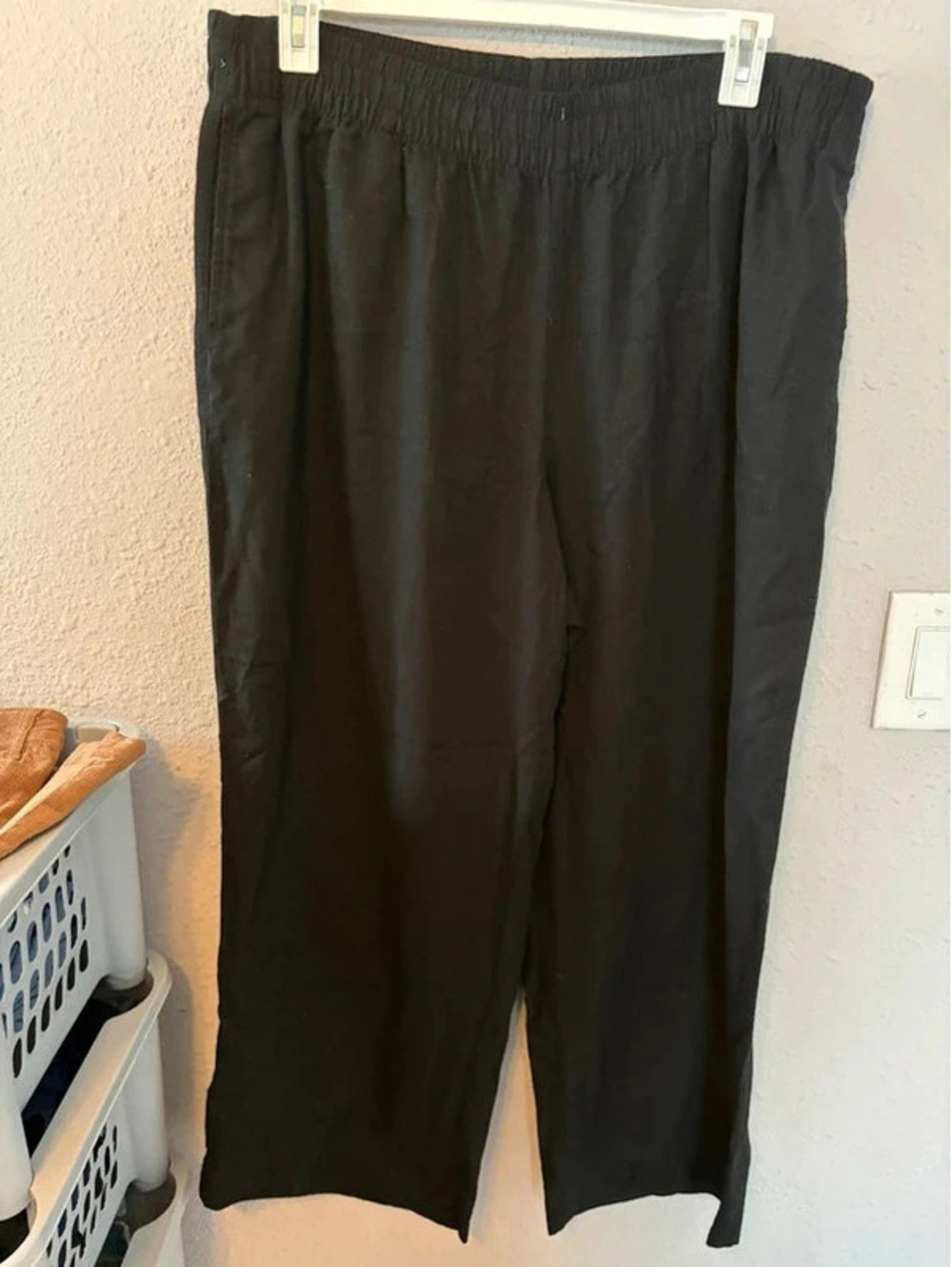 Old Navy Wide Leg Linen/Rayon Pants black XL